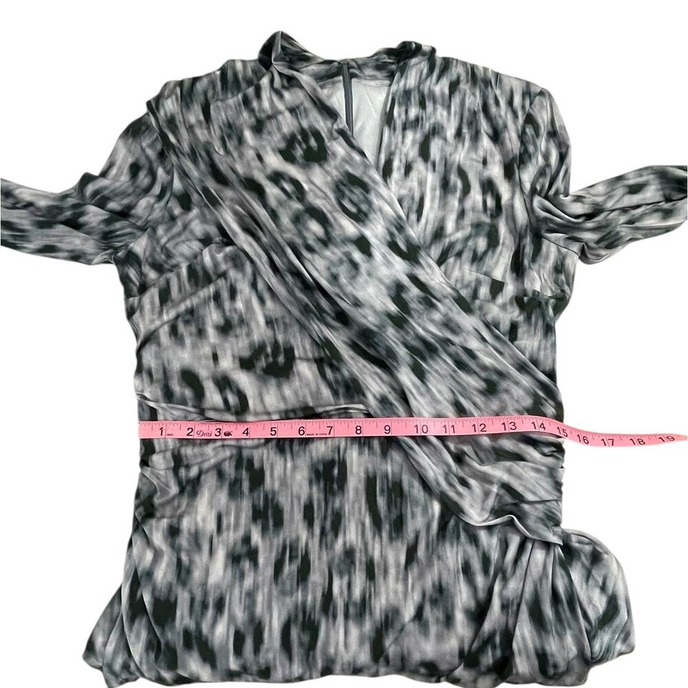 David Meister Animal Print Ruched Midi Sheath Dress Sz 14 Timeless Classic Chic - Picture 8 of 12